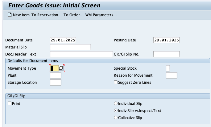 Goods Issue in SAP